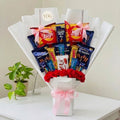 The Grand Celebration Bouquet: Lay's Masala, Cadbury Dairy Milk, Mini Fingers, Jubilee, Paradise, Perk & Red Roses, Fully Customizable